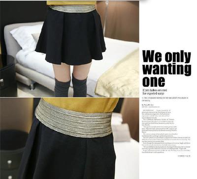 2014冬装 闪闪金色褶皱韩版时尚松紧腰围女半身裙