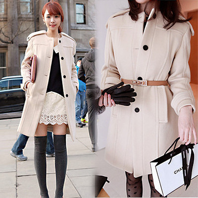 2013冬装新款 韩版修身呢子大衣引领时尚潮流